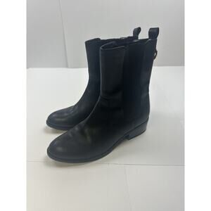 Lauren Ralph Lauren Women's Mona Boot Size 7 Black Leather Mid Chelsea Pull On
